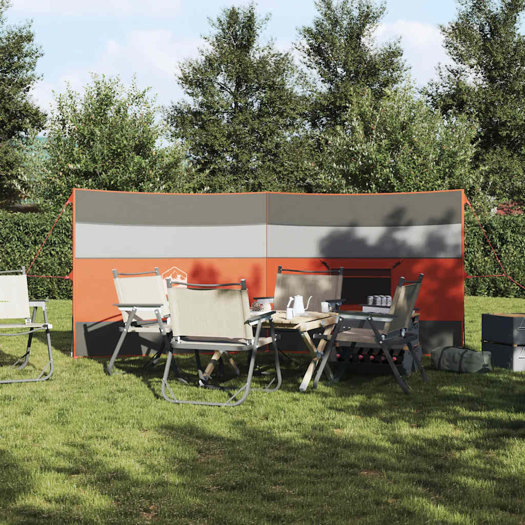 Windscherm camping waterdicht 340x130 cm grijs en oranje