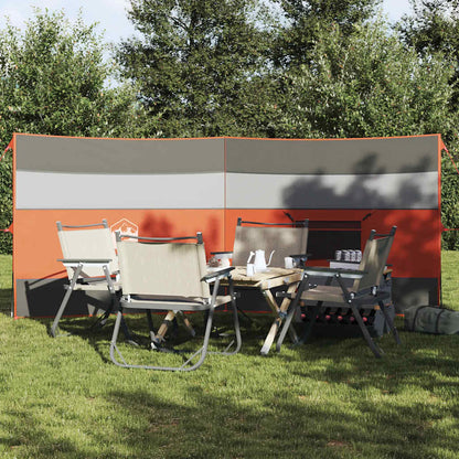 Windscherm camping waterdicht 340x130 cm grijs en oranje