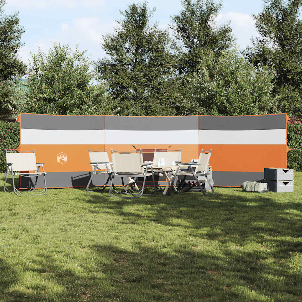 Windscherm camping waterdicht 508x130 cm grijs en oranje