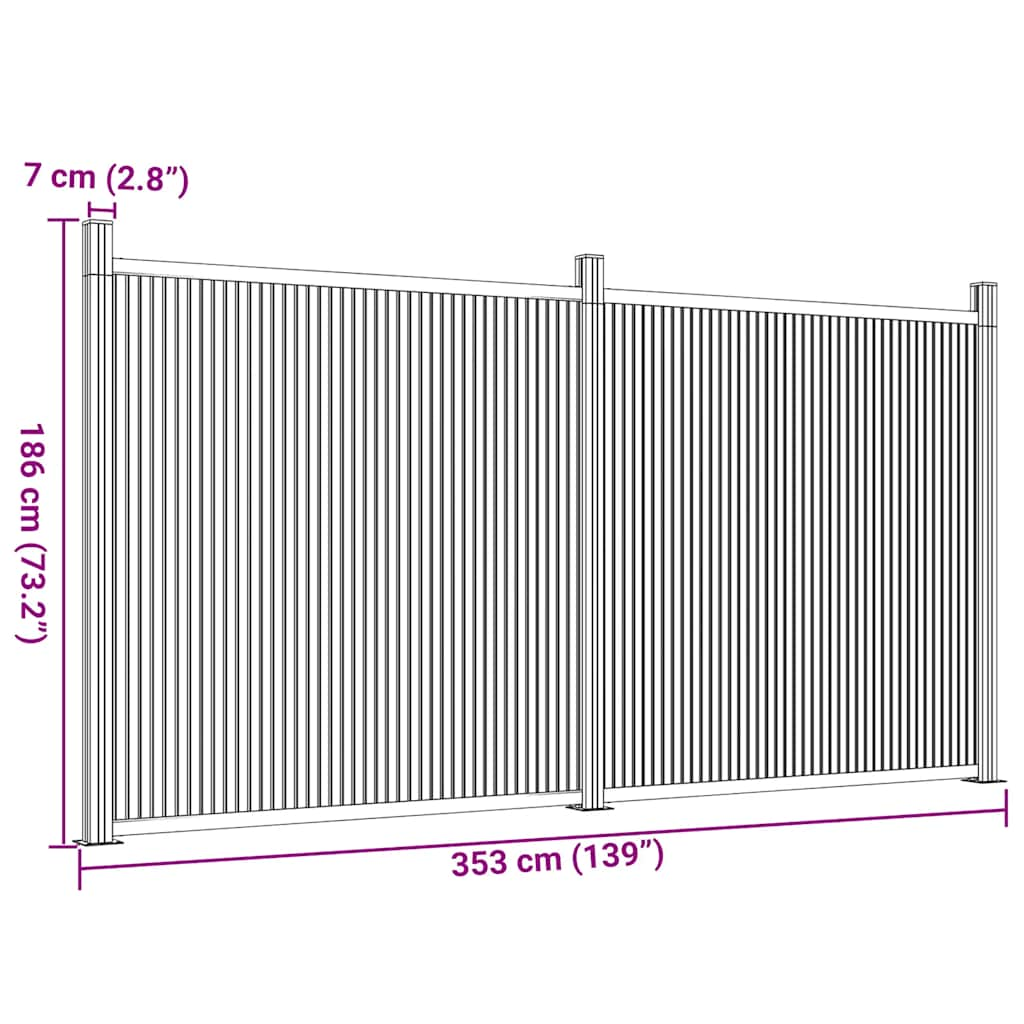 Schuttingpaneel 353x186 cm HKC grijs