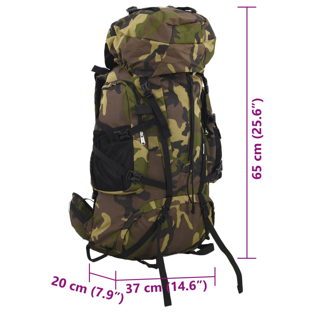 Wandelrugzak 60 L camouflage oxford stof groen