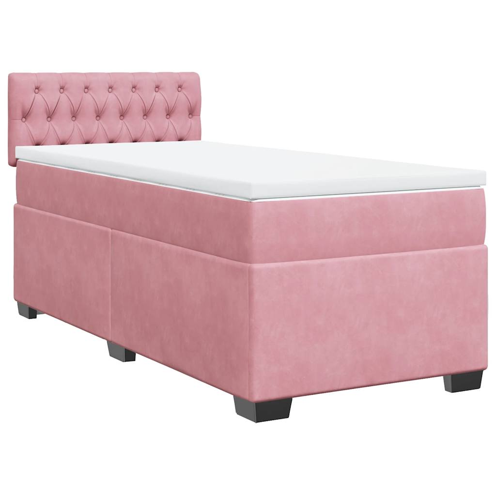 Boxspring met matras fluweel roze 80x200 cm