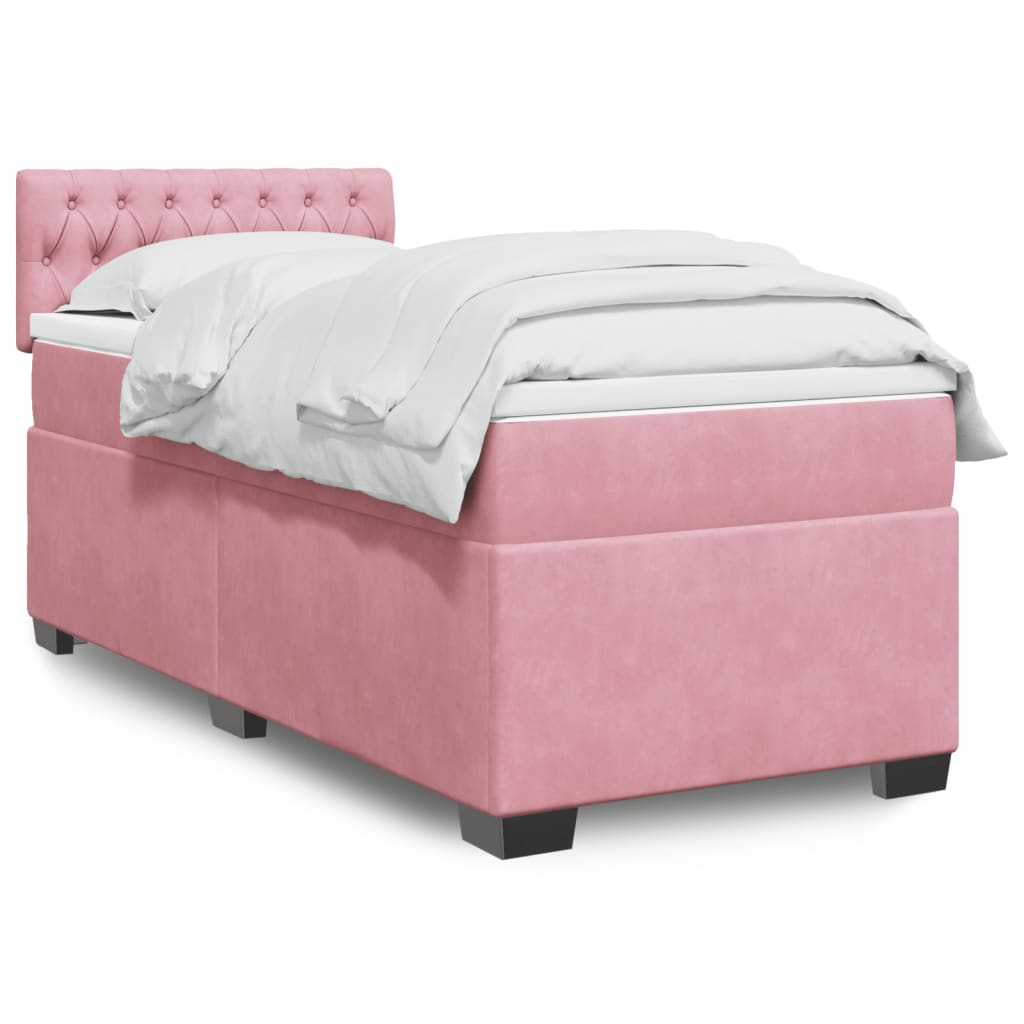 Boxspring met matras fluweel roze 80x200 cm