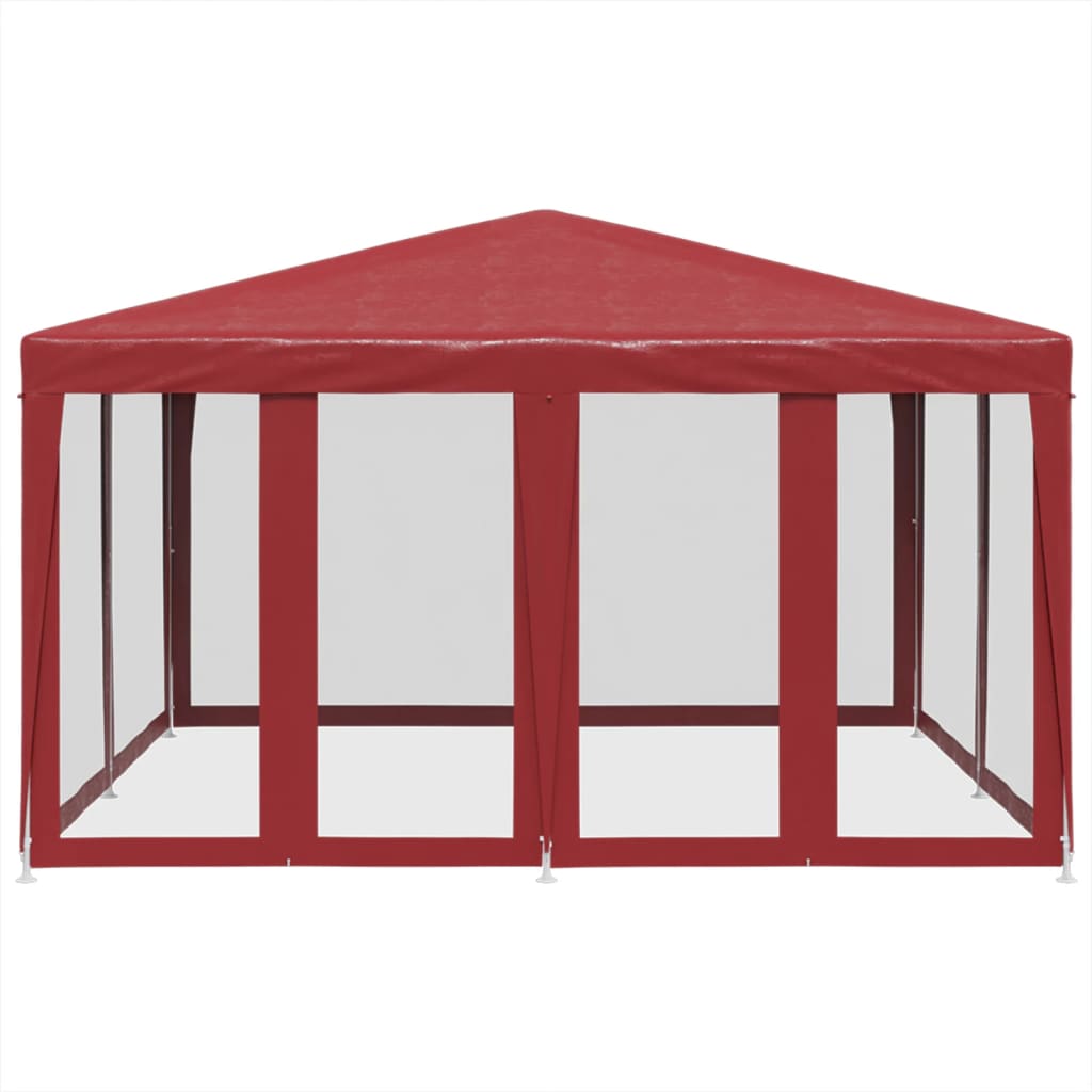 Partytent met 8 mesh zijwanden 4x4 m HDPE rood