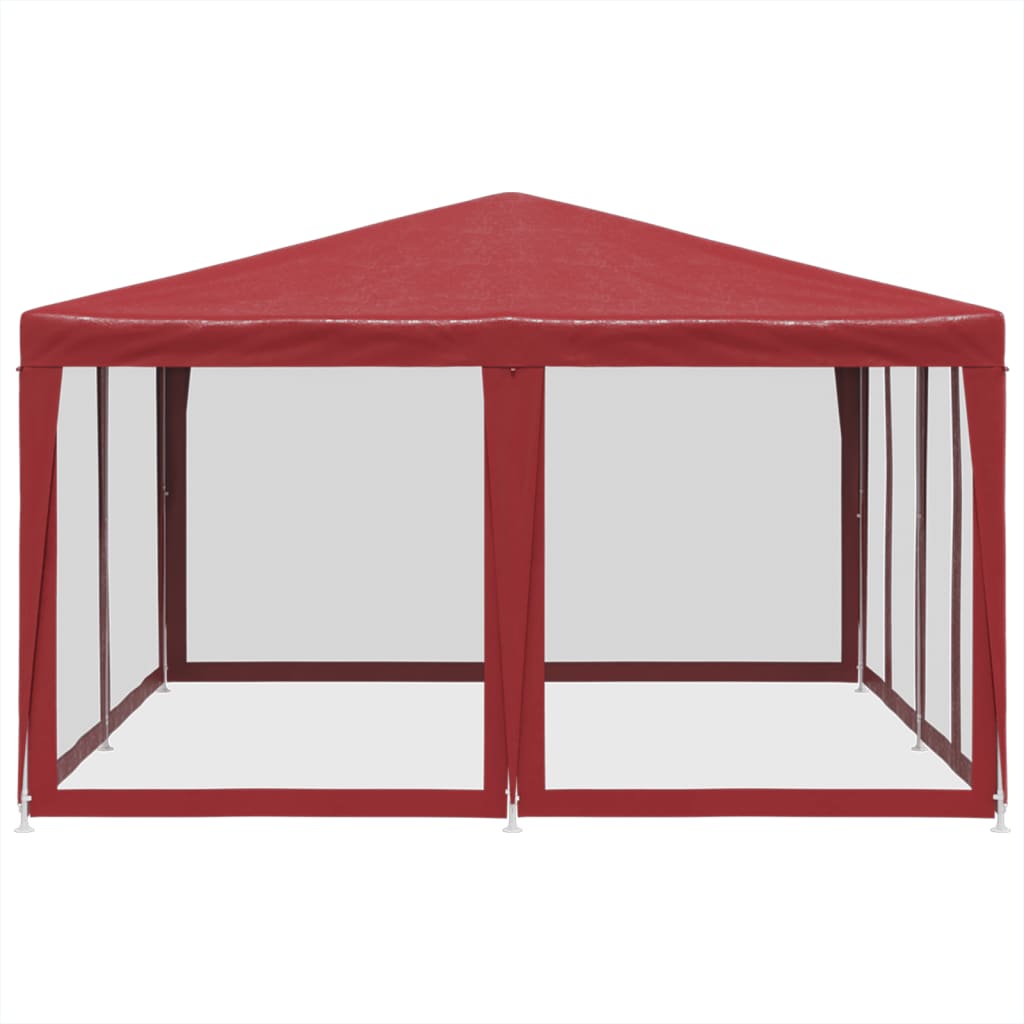 Partytent met 8 mesh zijwanden 4x4 m HDPE rood