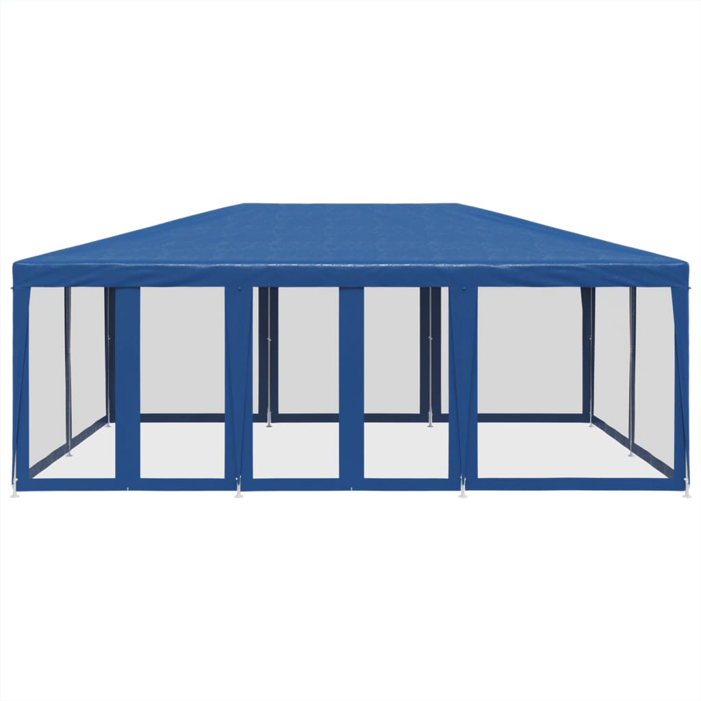 Partytent met 10 mesh zijwanden 6x4 m HDPE blauw