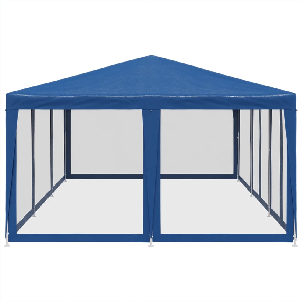 Partytent met 10 mesh zijwanden 6x4 m HDPE blauw