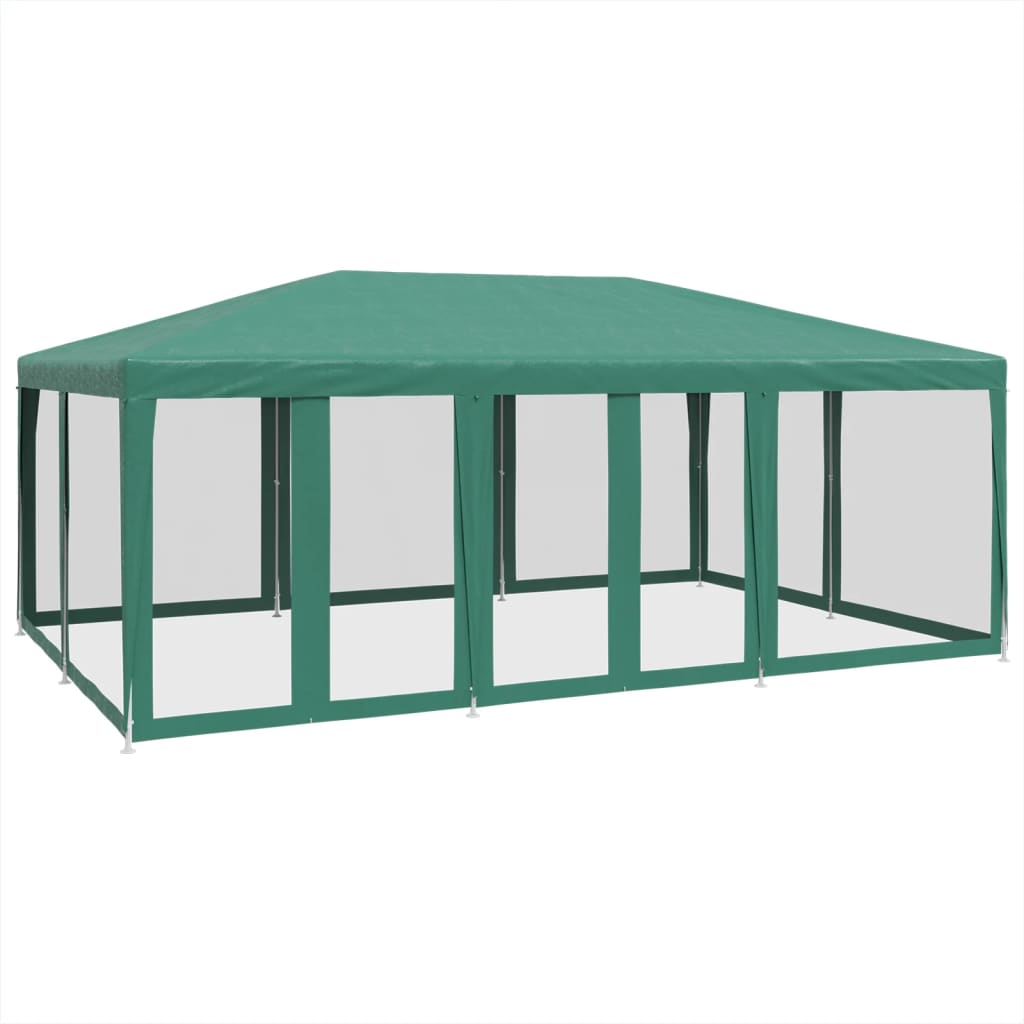 Partytent met 10 mesh zijwanden 6x4 m HDPE groen