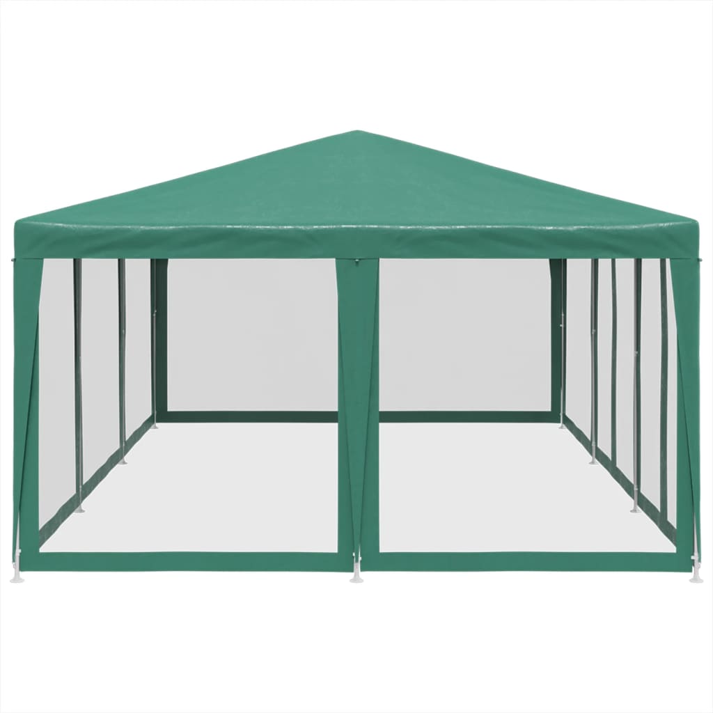 Partytent met 10 mesh zijwanden 6x4 m HDPE groen