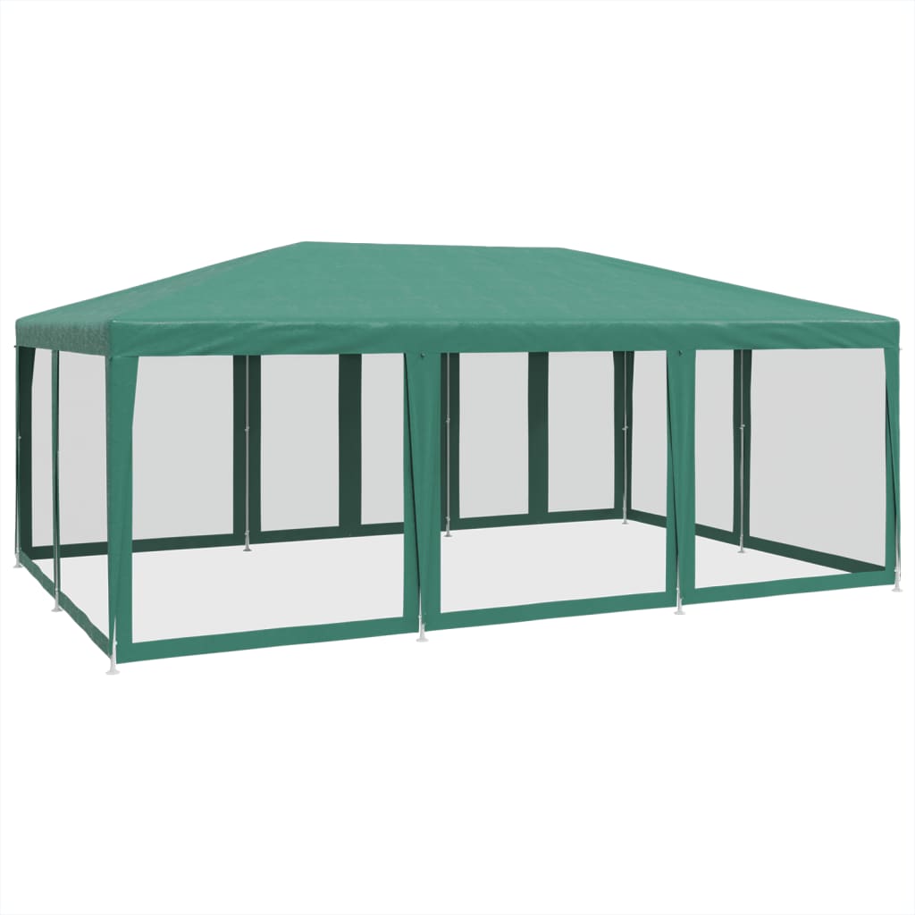 Partytent met 10 mesh zijwanden 6x4 m HDPE groen