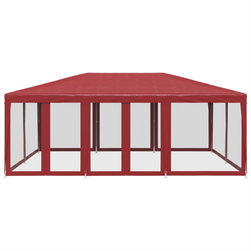 Partytent met 10 mesh zijwanden 6x4 m HDPE rood