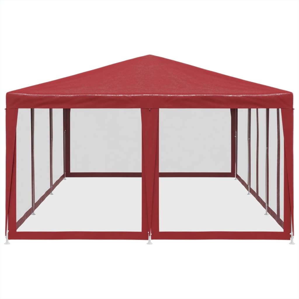 Partytent met 10 mesh zijwanden 6x4 m HDPE rood