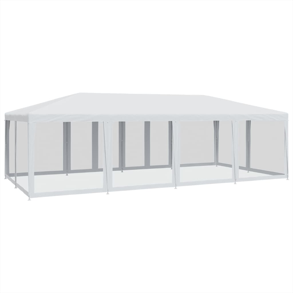 Partytent met 12 mesh zijwanden 8x4 m HDPE wit