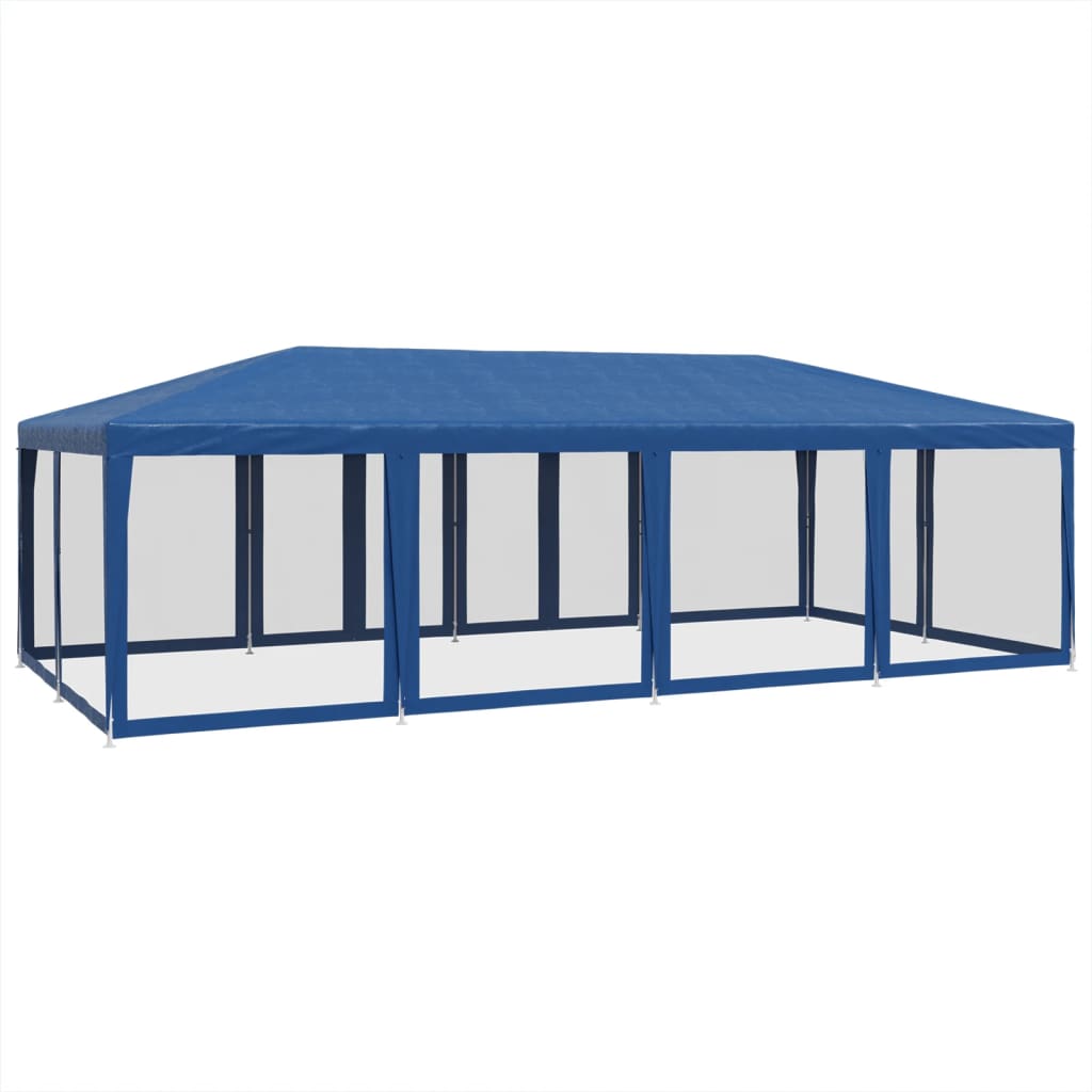 Partytent met 12 mesh zijwanden 8x4 m HDPE blauw