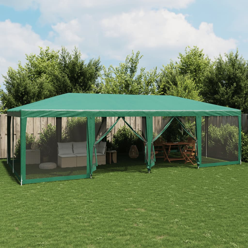 Partytent met 12 mesh zijwanden 8x4 m HDPE groen