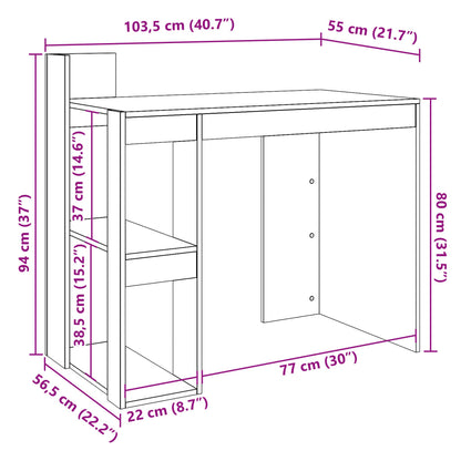 Bureau 103,5x56,5x94 cm bewerkt hout bruin eikenkleurig