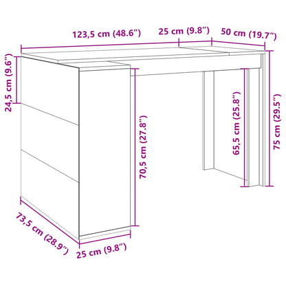 Bureau 123,5x73,5x75 cm bewerkt hout wit