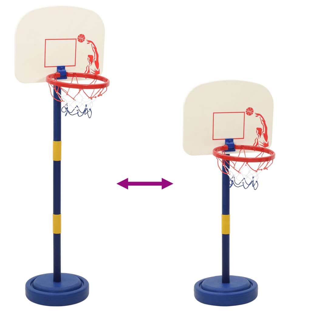 Basketbalstandaard met bal en pomp hoogte verstelbaar 90/121 cm