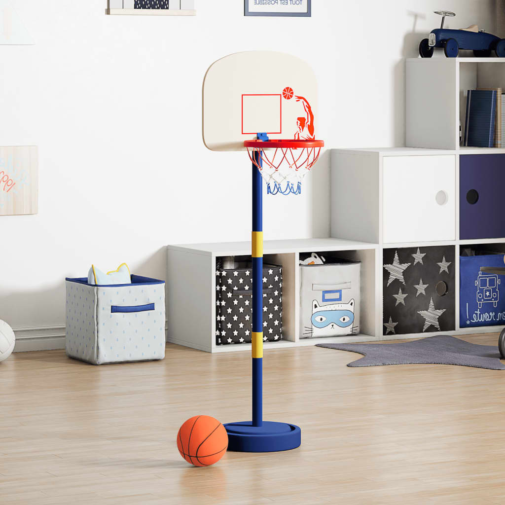 Basketbalstandaard met bal en pomp hoogte verstelbaar 90/121 cm