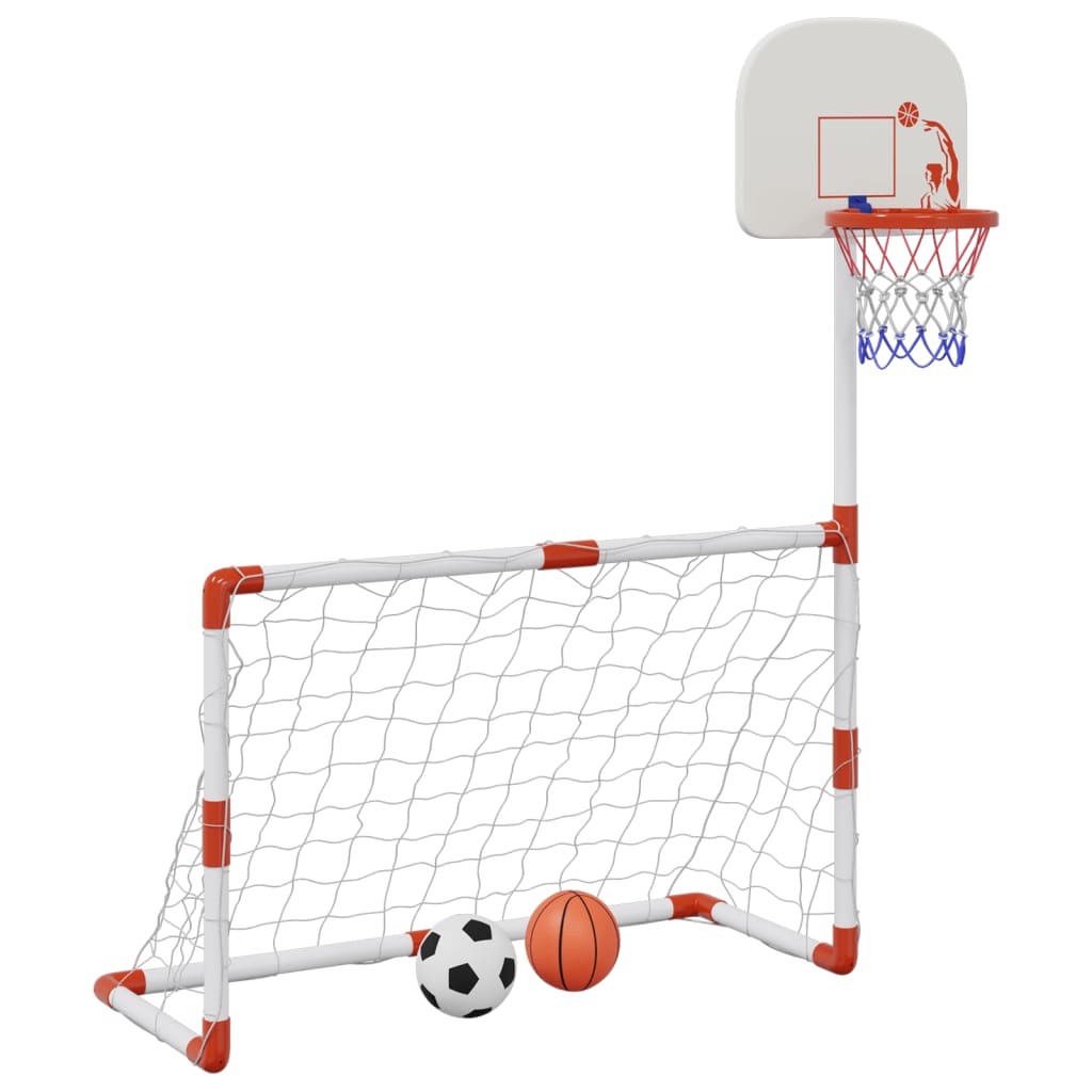 Kindervoetbal- en basketbalset met ballen 98x50x70 cm