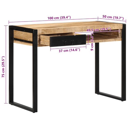 Bureau 100x50x75 cm massief ruw mangohout