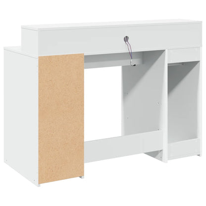 Bureau met LED-verlichting 120x55x91 cm bewerkt hout wit