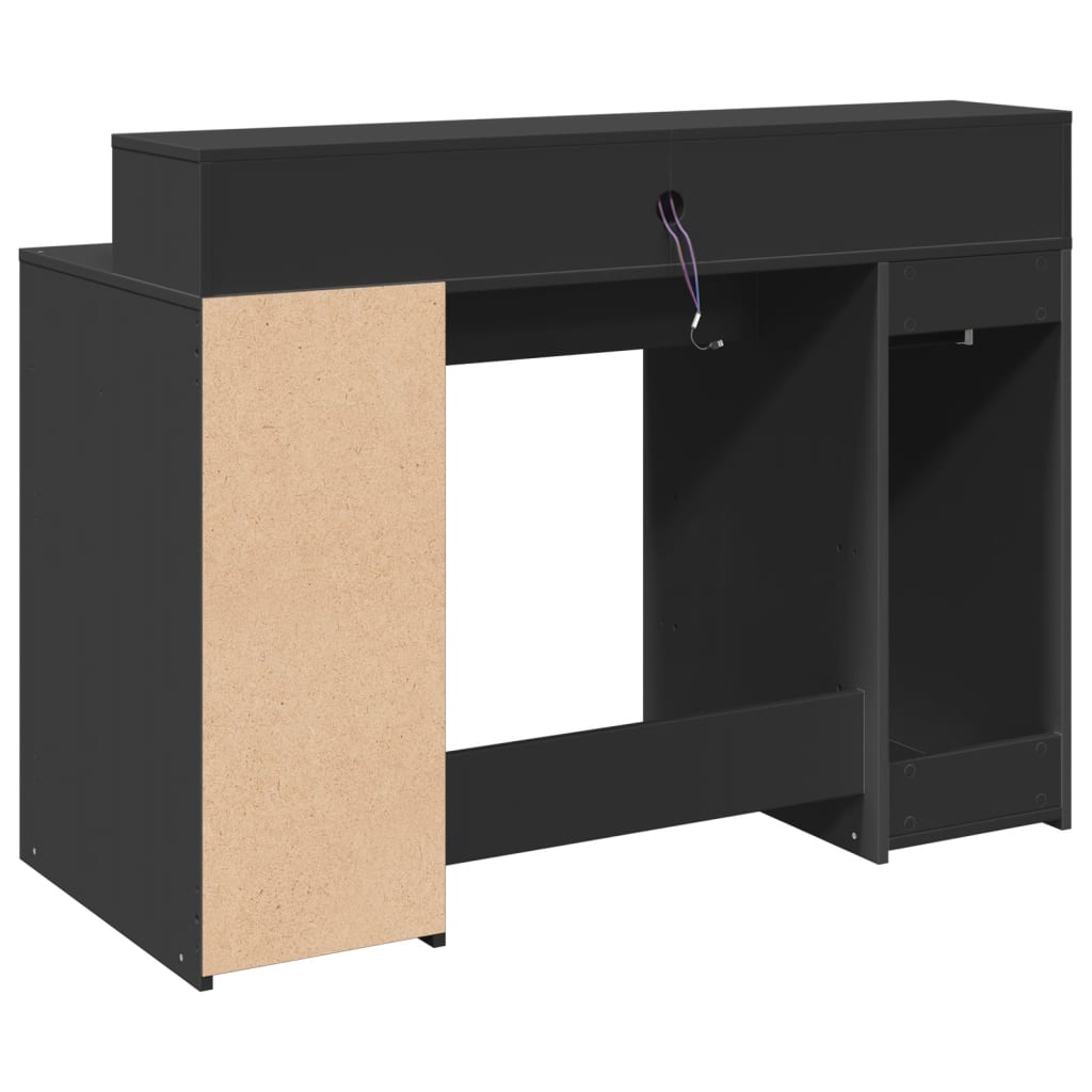 Bureau met LED-verlichting 120x55x91 cm bewerkt hout zwart