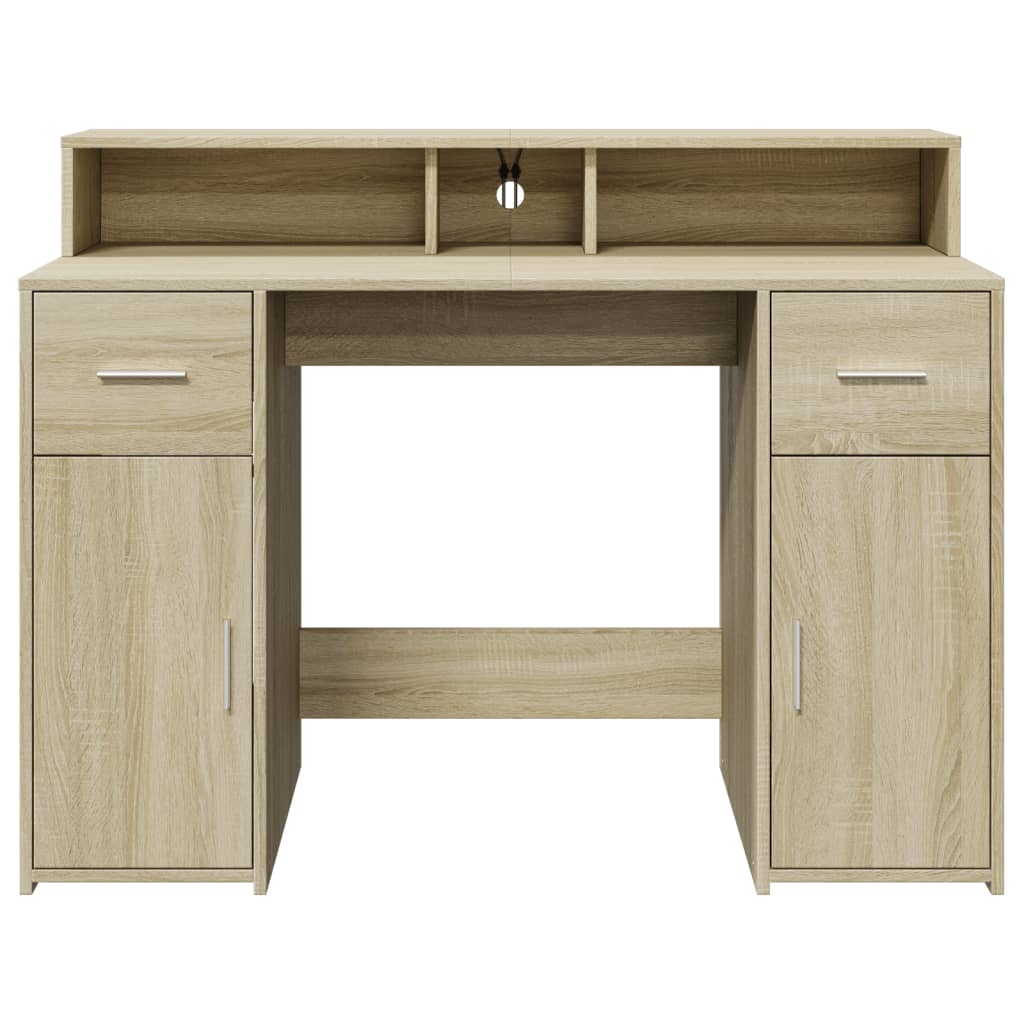 Bureau met LED-verlichting 120x55x91 cm hout sonoma eikenkleur