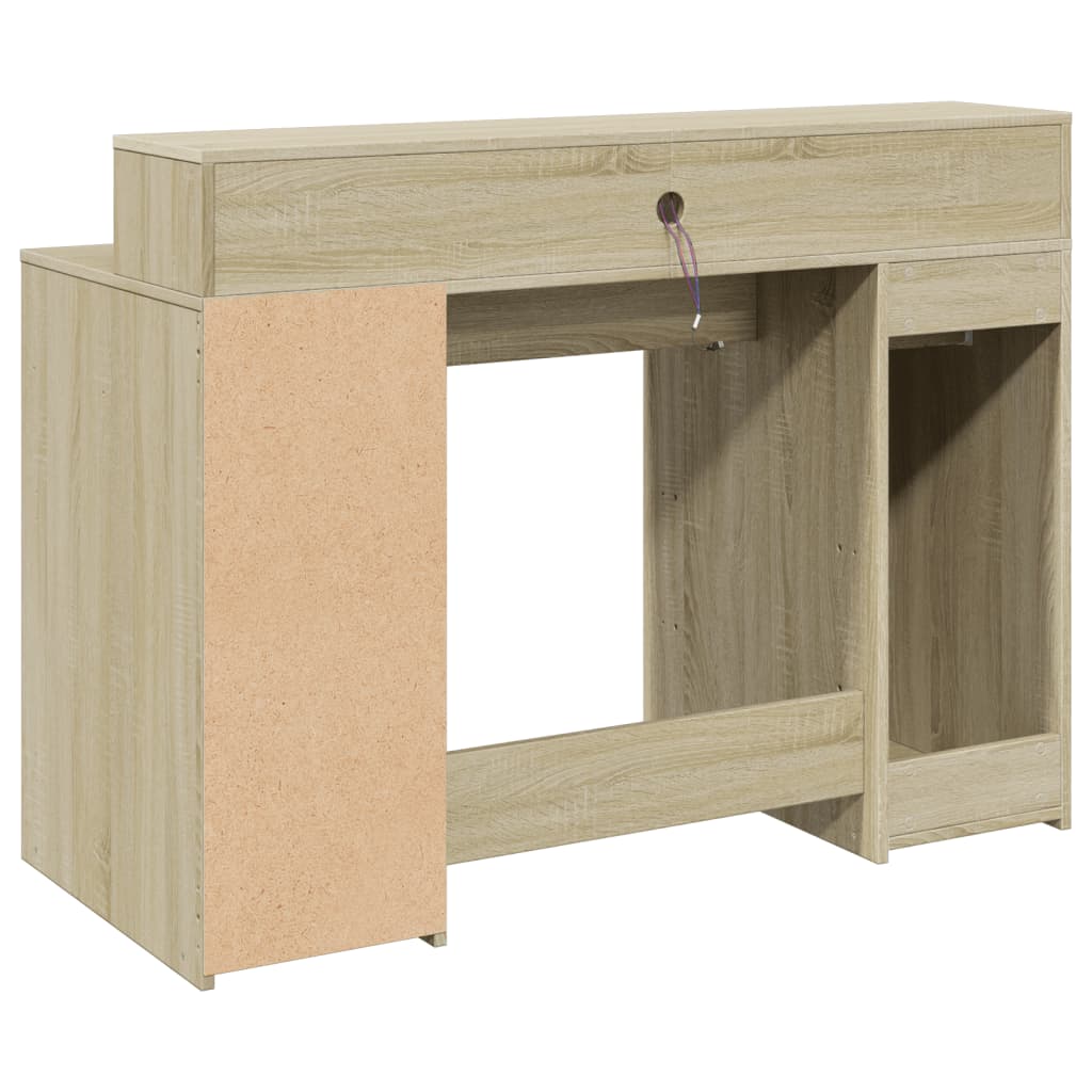 Bureau met LED-verlichting 120x55x91 cm hout sonoma eikenkleur