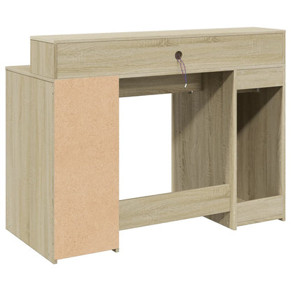 Bureau met LED-verlichting 120x55x91 cm hout sonoma eikenkleur