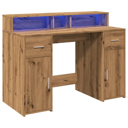 Bureau met LED-verlichting 120x55x91 cm hout artisanaal eiken