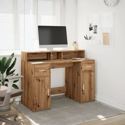 Bureau met LED-verlichting 120x55x91 cm hout artisanaal eiken