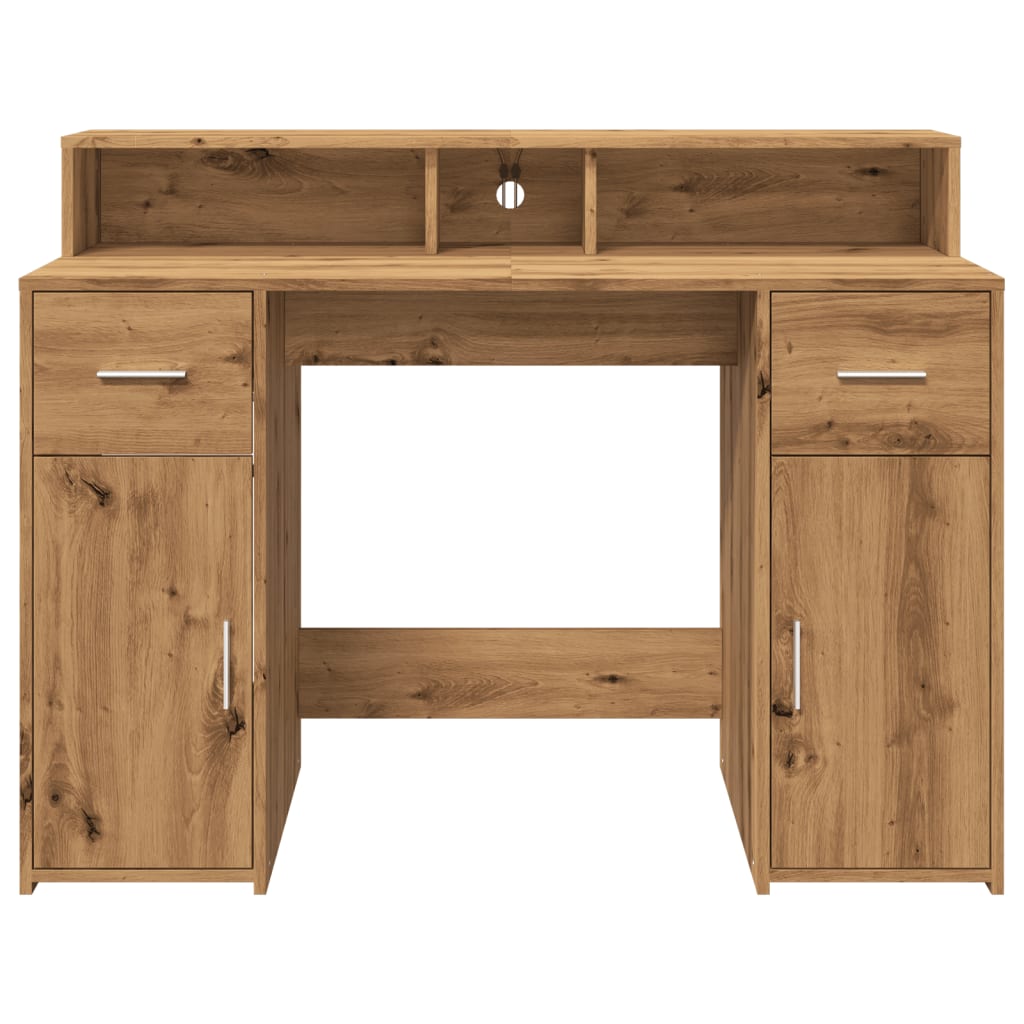 Bureau met LED-verlichting 120x55x91 cm hout artisanaal eiken