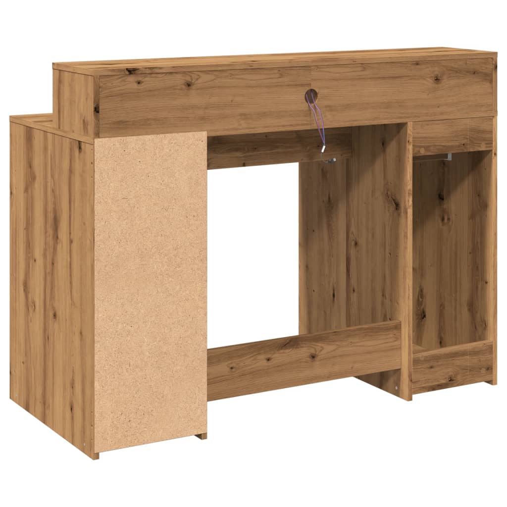 Bureau met LED-verlichting 120x55x91 cm hout artisanaal eiken