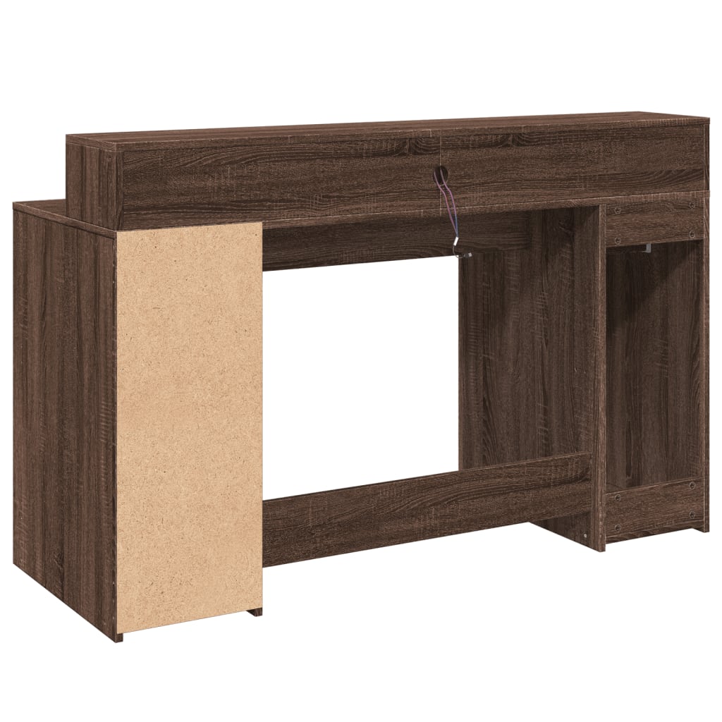 Bureau met LED-verlichting 140x55x91 cm hout bruin eikenkleurig