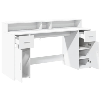 Bureau met LED-verlichting 160x55x91 cm bewerkt hout wit