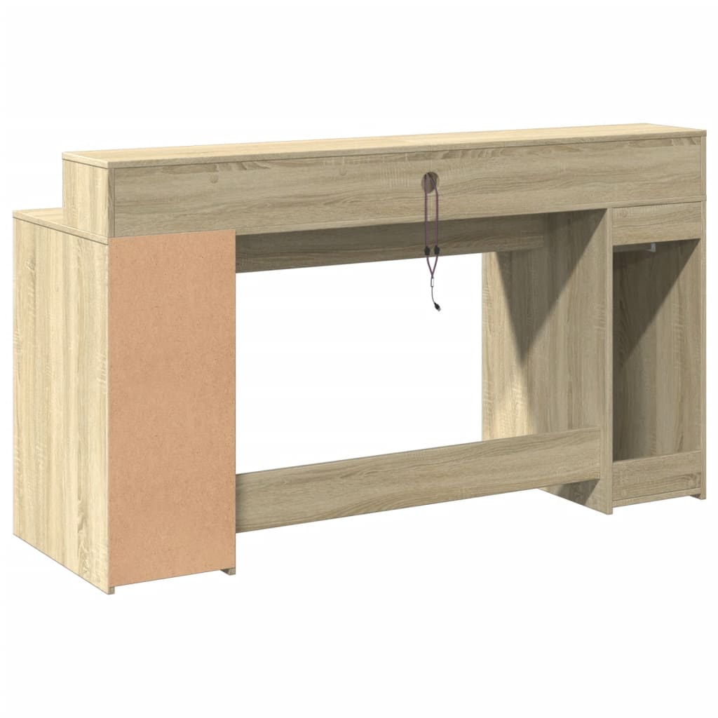 Bureau met LED-verlichting 160x55x91 cm hout sonoma eikenkleur