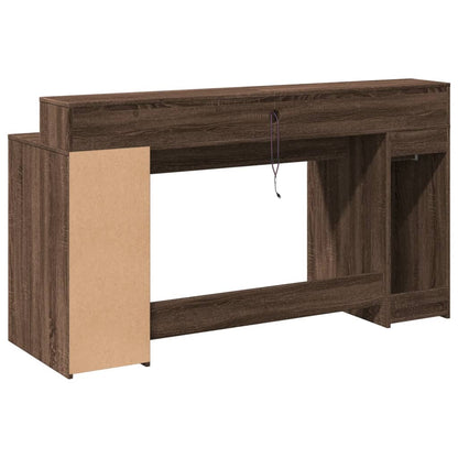 Bureau met LED-verlichting 160x55x91 cm hout bruin eikenkleurig