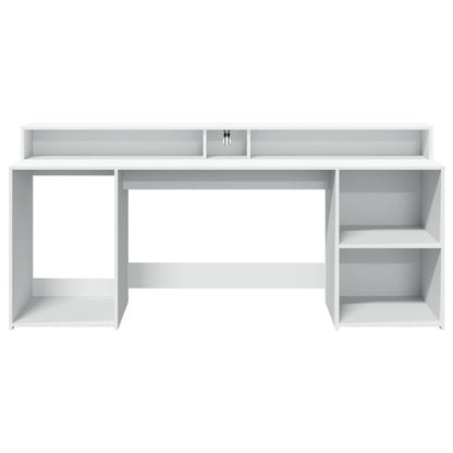 Bureau met LED-verlichting 200x55x91 cm bewerkt hout wit