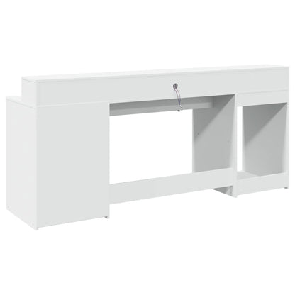 Bureau met LED-verlichting 200x55x91 cm bewerkt hout wit