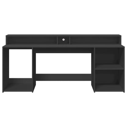 Bureau met LED-verlichting 200x55x91 cm bewerkt hout zwart