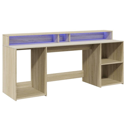 Bureau met LED-verlichting 200x55x91 cm hout sonoma eikenkleur