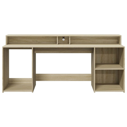 Bureau met LED-verlichting 200x55x91 cm hout sonoma eikenkleur