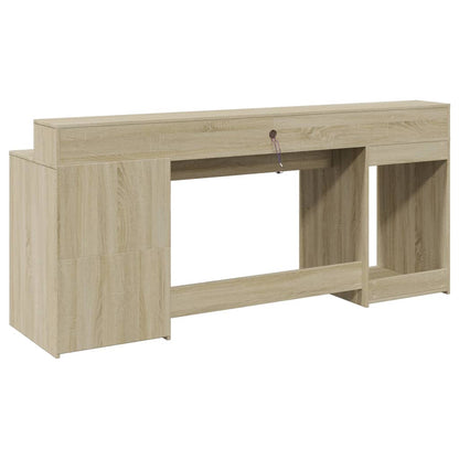 Bureau met LED-verlichting 200x55x91 cm hout sonoma eikenkleur