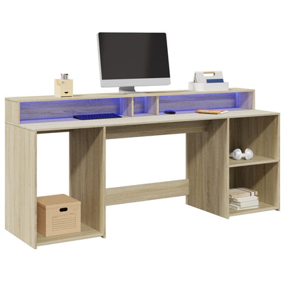 Bureau met LED-verlichting 200x55x91 cm hout sonoma eikenkleur