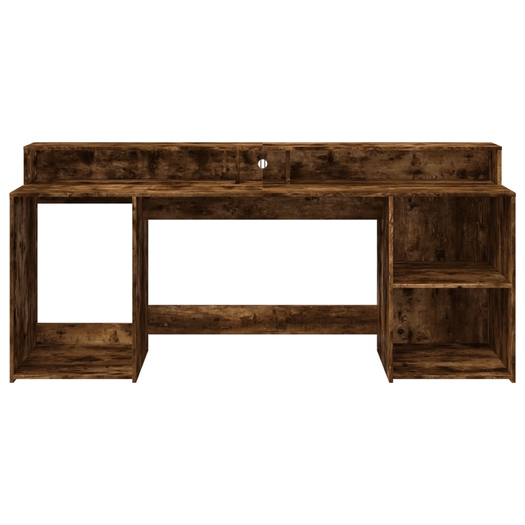 Bureau met LED-verlichting 200x55x91 cm hout gerookt eikenkleur