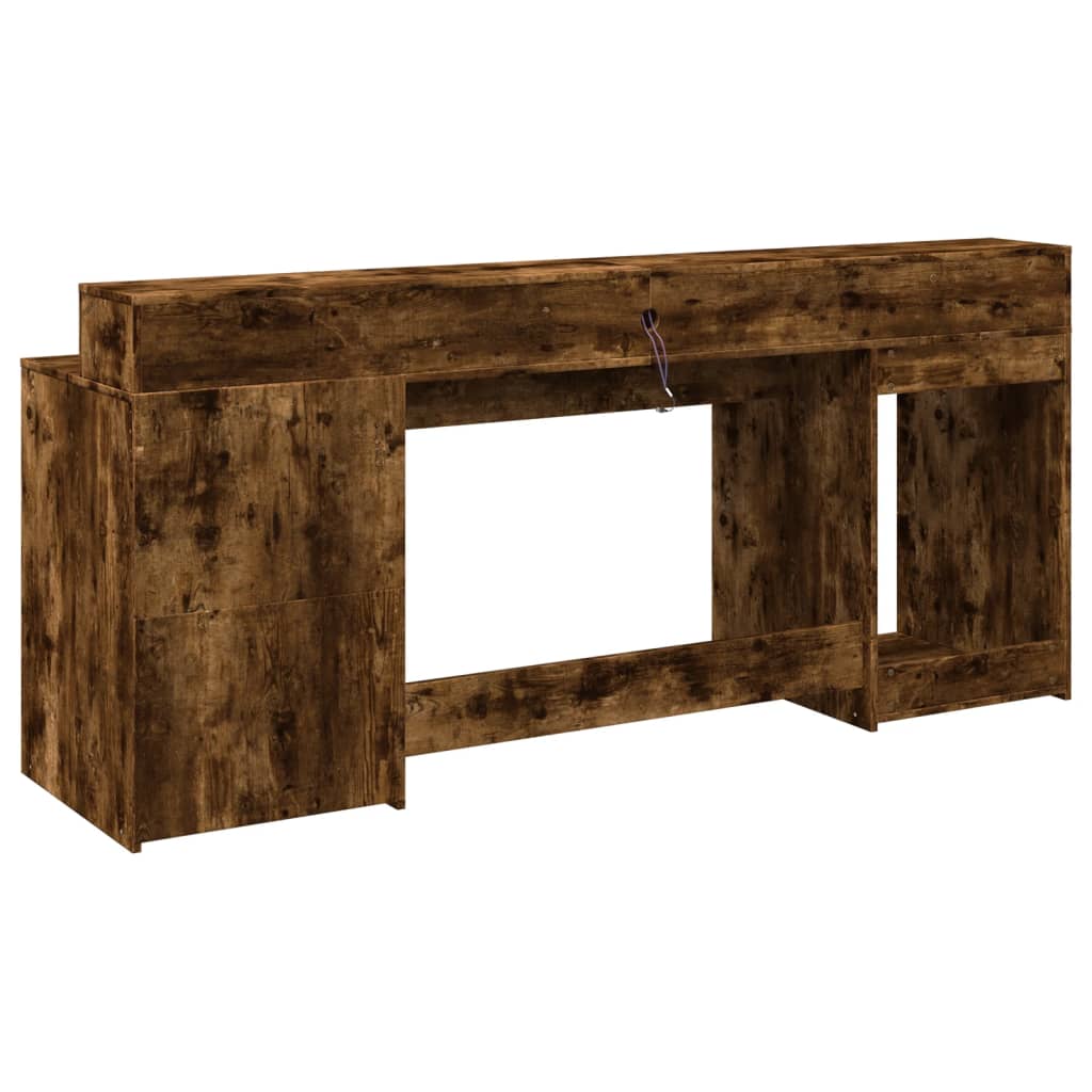 Bureau met LED-verlichting 200x55x91 cm hout gerookt eikenkleur