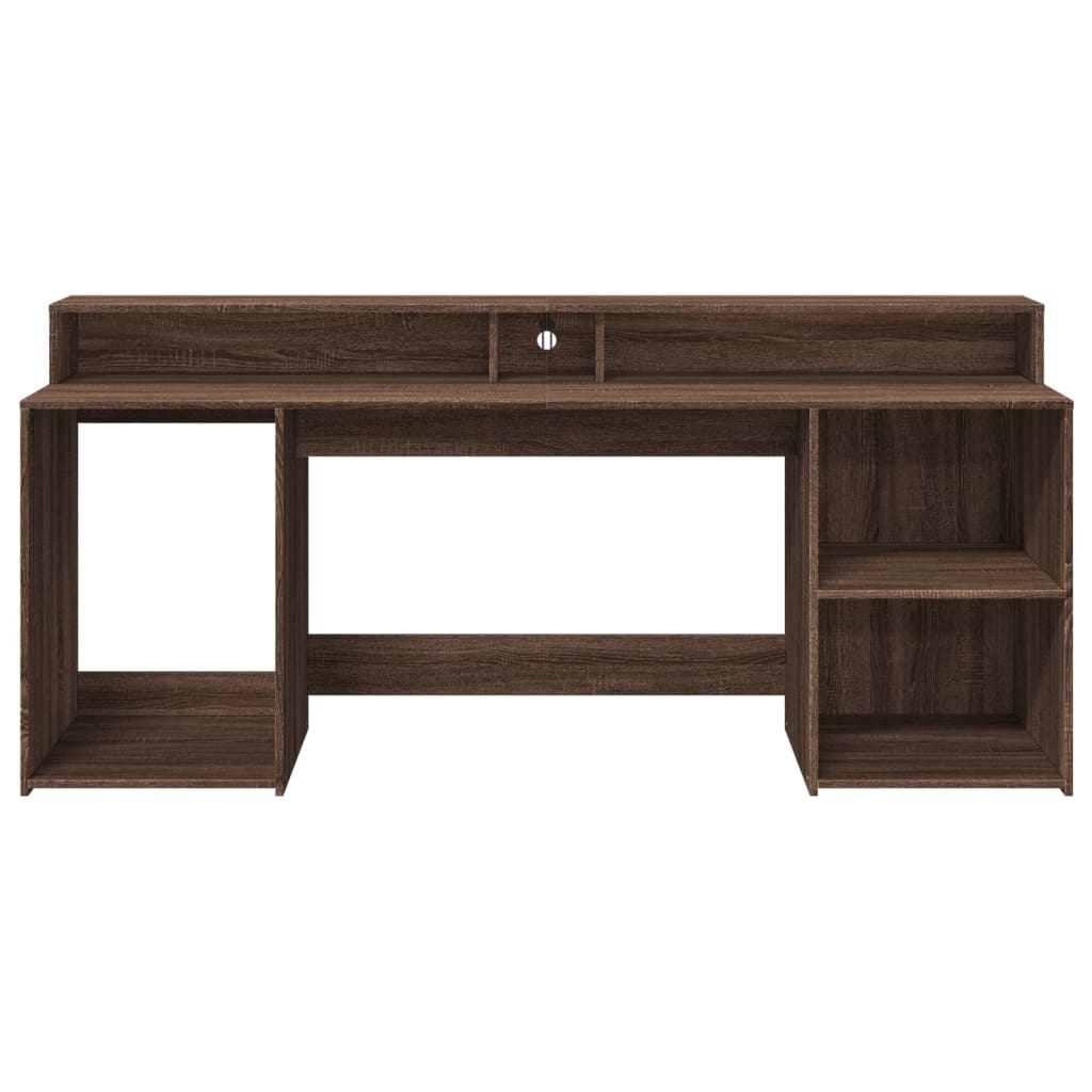 Bureau met LED-verlichting 200x55x91 cm hout bruin eikenkleurig