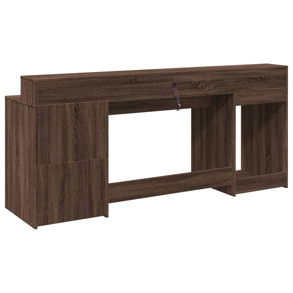 Bureau met LED-verlichting 200x55x91 cm hout bruin eikenkleurig