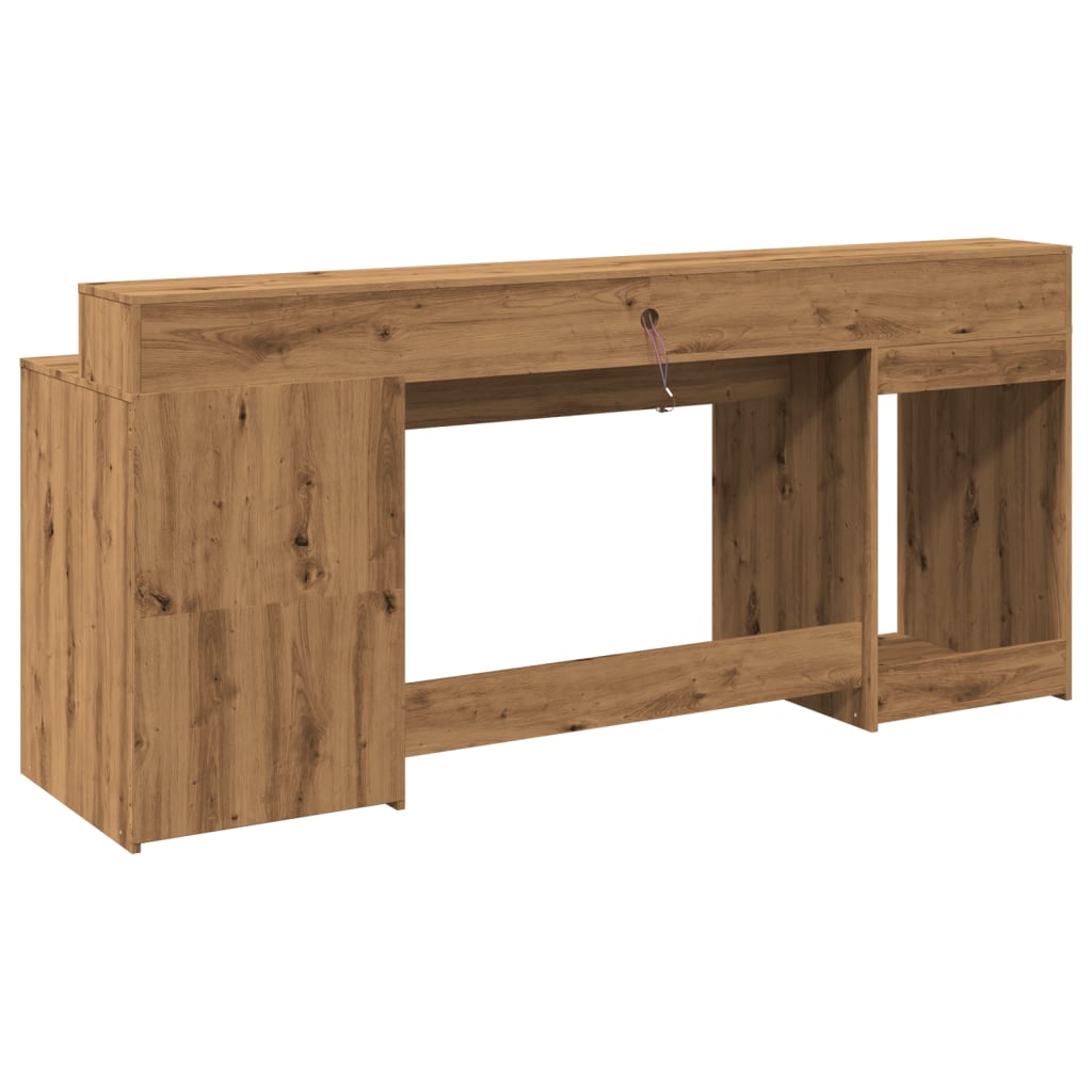 Bureau met LED-verlichting 200x55x91 cm hout artisanaal eiken